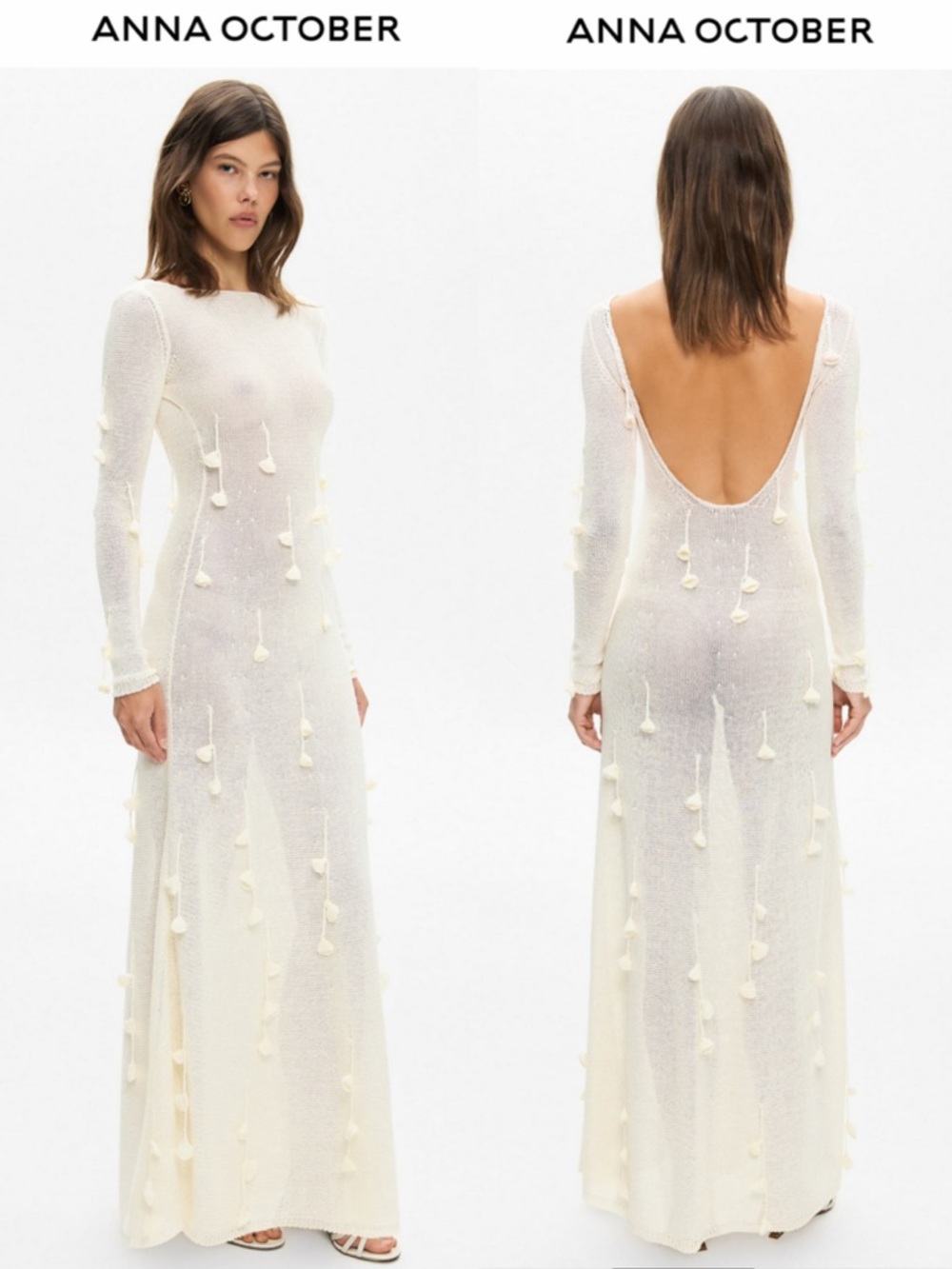 Anna October Emmeline Cream Long Sleeve  Maxi Dress Size XS NEW! With tags!